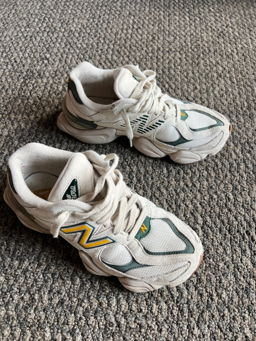 New Balance White Green Yellow Athletic Sneakers - Picture 4 of 6